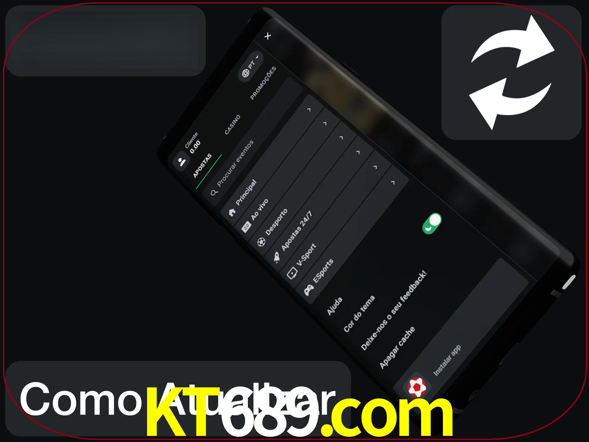 O aplicativo é atualizado automaticamente quando você faz o login.